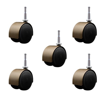 Service Caster 2-3/8'' Floor Safe Antique Hooded Twin Wheel Caster Grip Neck Stem, 5PK SCC-GN02S60D-NYU-WA-5